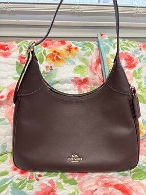 Coach Ella Leather Shoulder Bag with Gold Logo